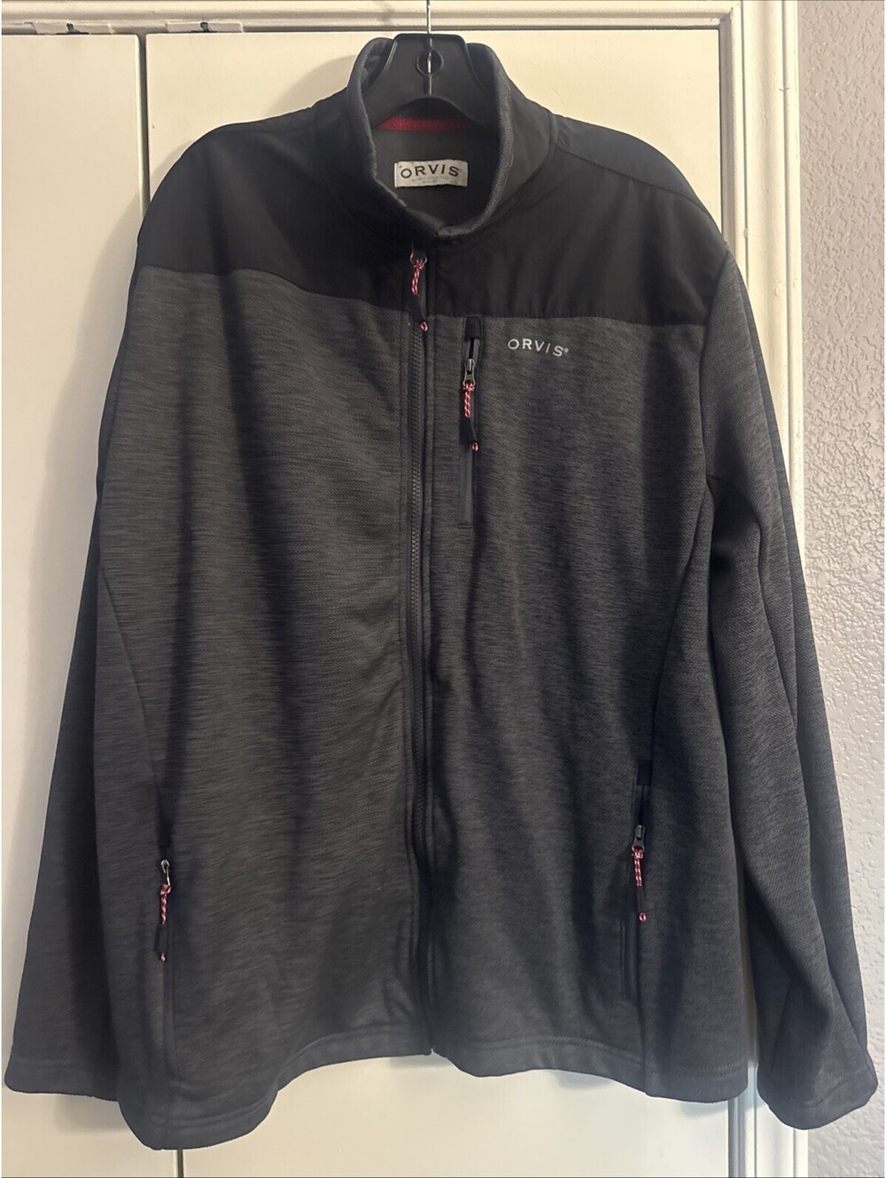 Orvis Men's Bonded Mesh Full-Zip Jacket Gray/Black Charcoal Size Large
